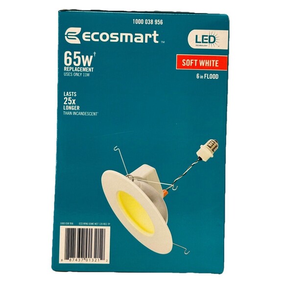 Ecosmart 65w 6 Inch Replacement LED Soft White Flood Light 600 Lumen 120v‎ - Picture 3 of 5